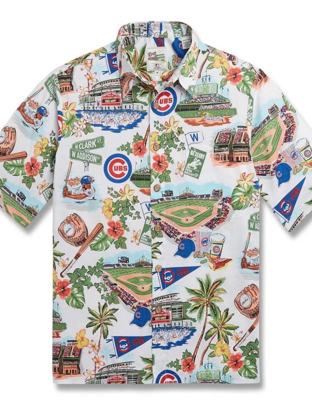 REYN SPOONER Chicago Cubs Scenic Aloha Hawaiian Shirt Men’s XL Wrigley Field